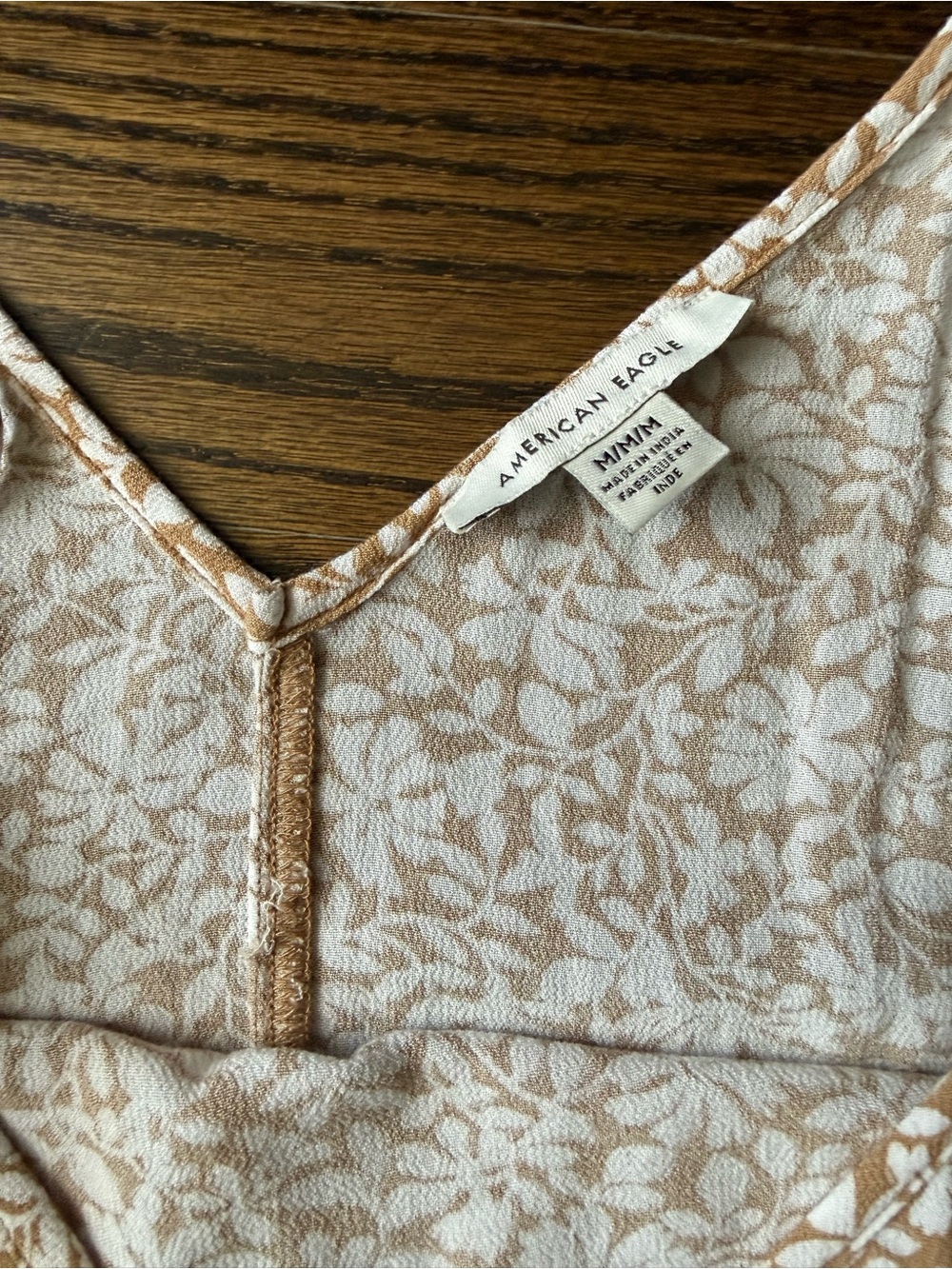 American Eagle Outfitters Tan and Cream Floral Cami Mini Dress